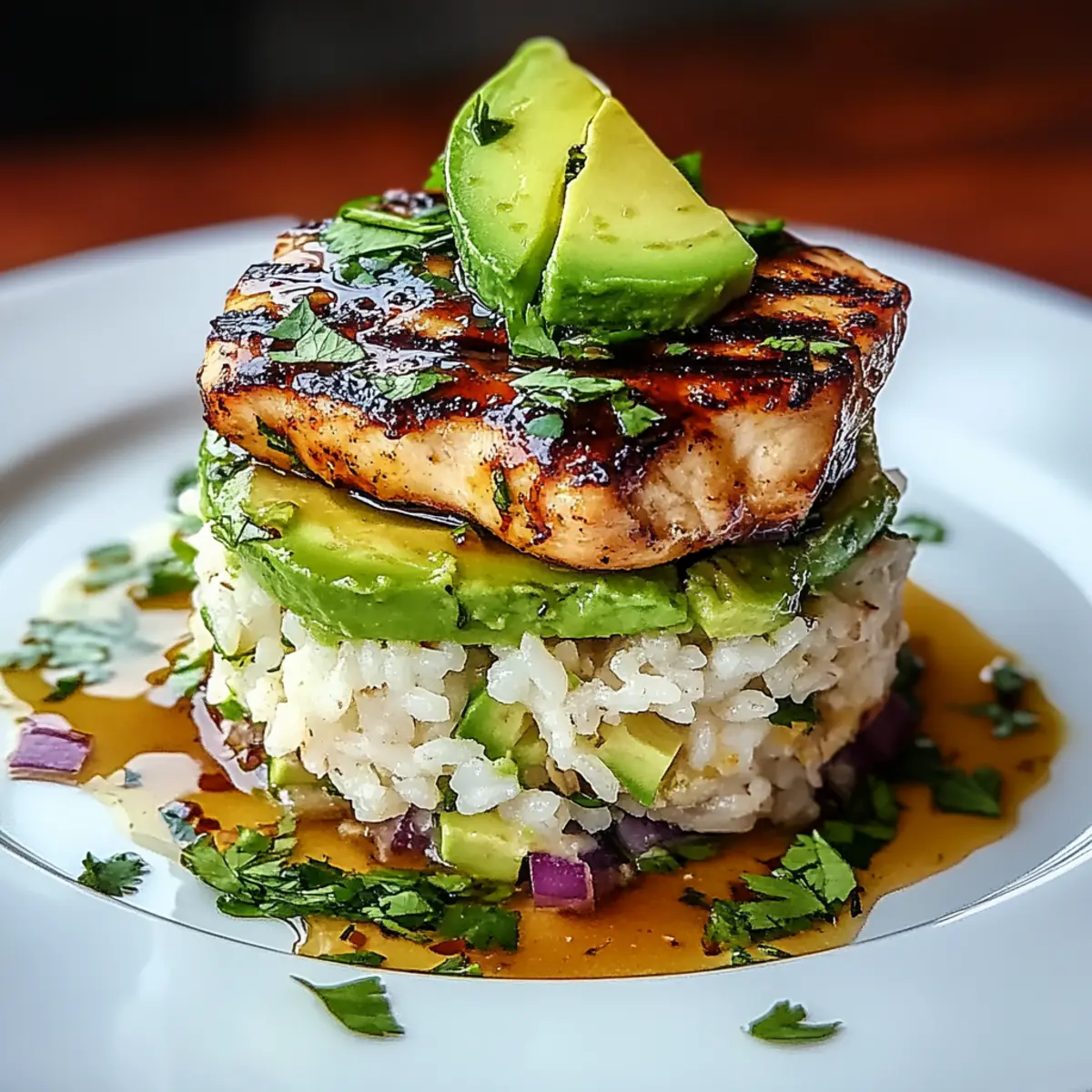 Honey Lime Chicken & Avocado Rice Stack