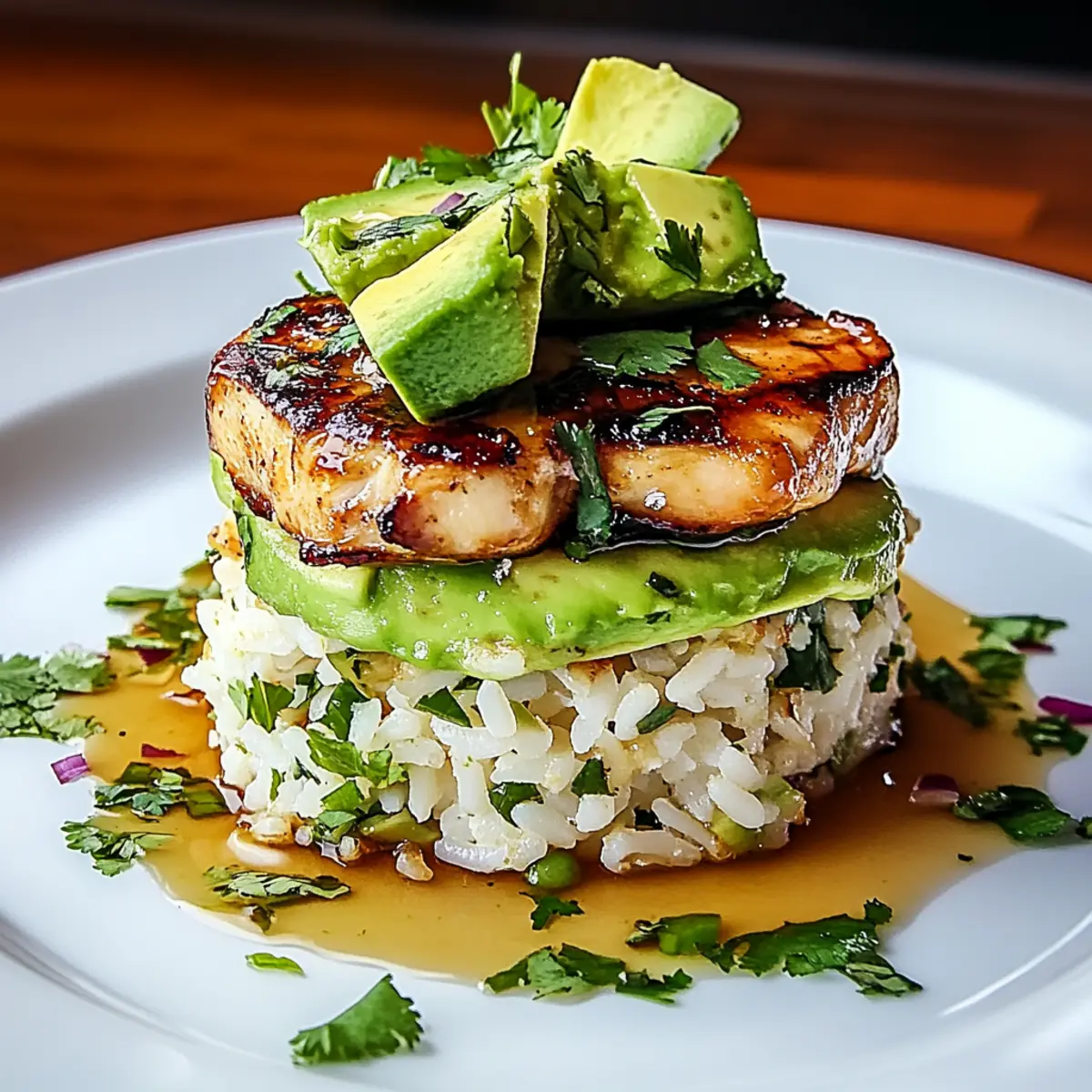 Honey Lime Chicken & Avocado Rice Stack