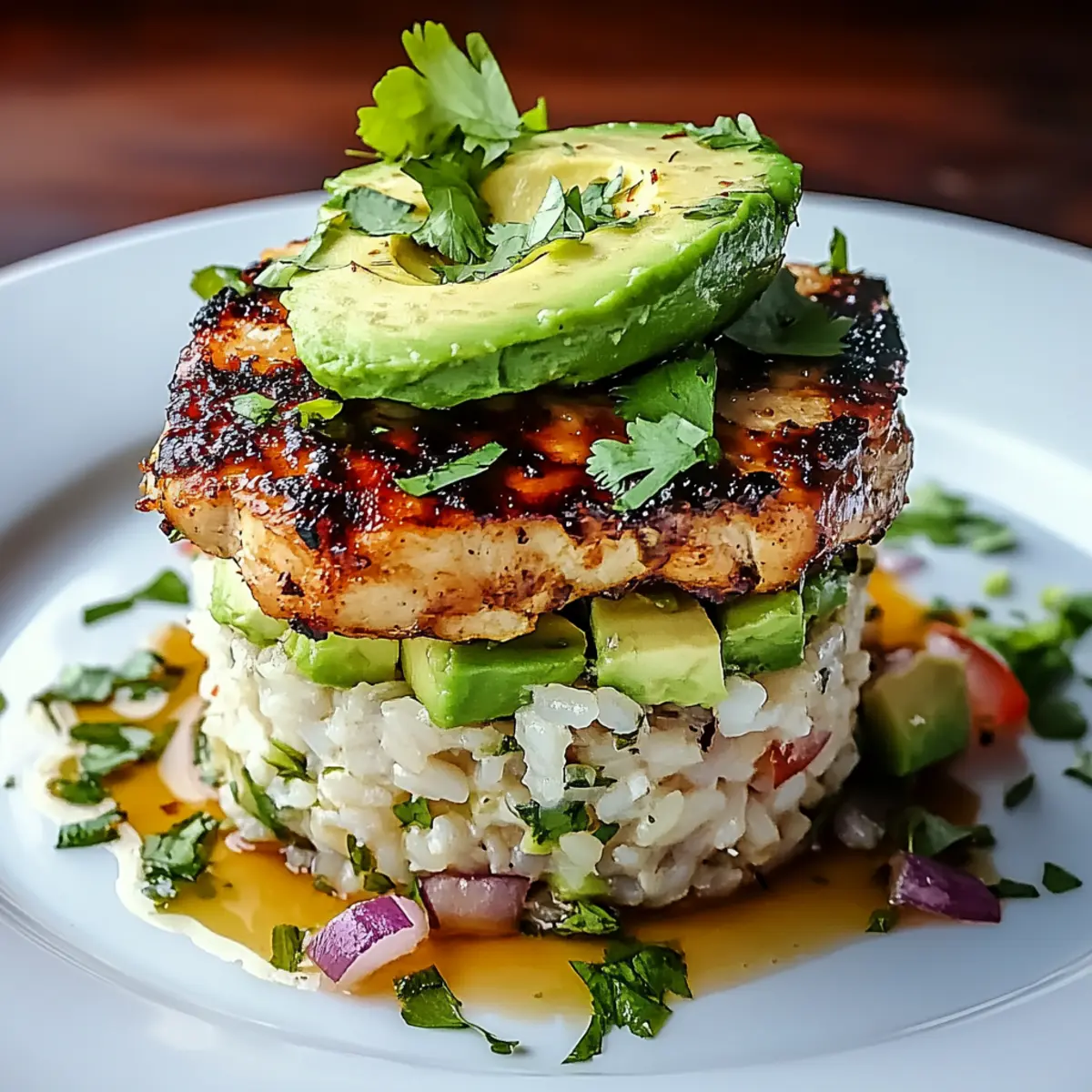 Honey Lime Chicken & Avocado Rice Stack