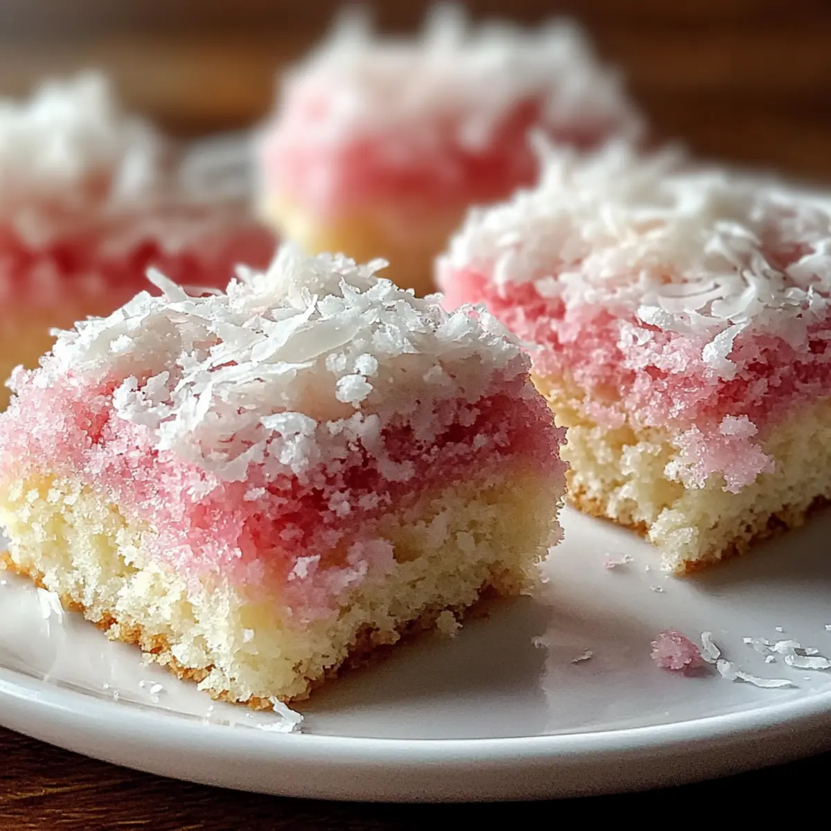 Pink Coconut Snowball Cake Bars