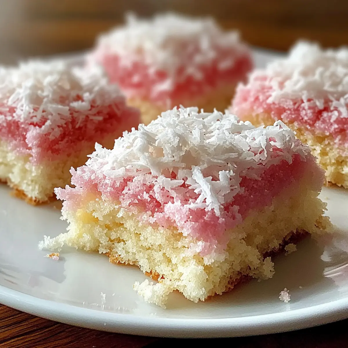 Pink Coconut Snowball Cake Bars