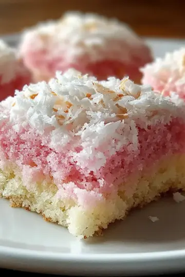 Pink Coconut Snowball Cake Bars