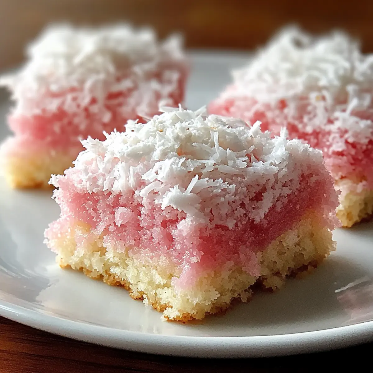 Pink Coconut Snowball Cake Bars