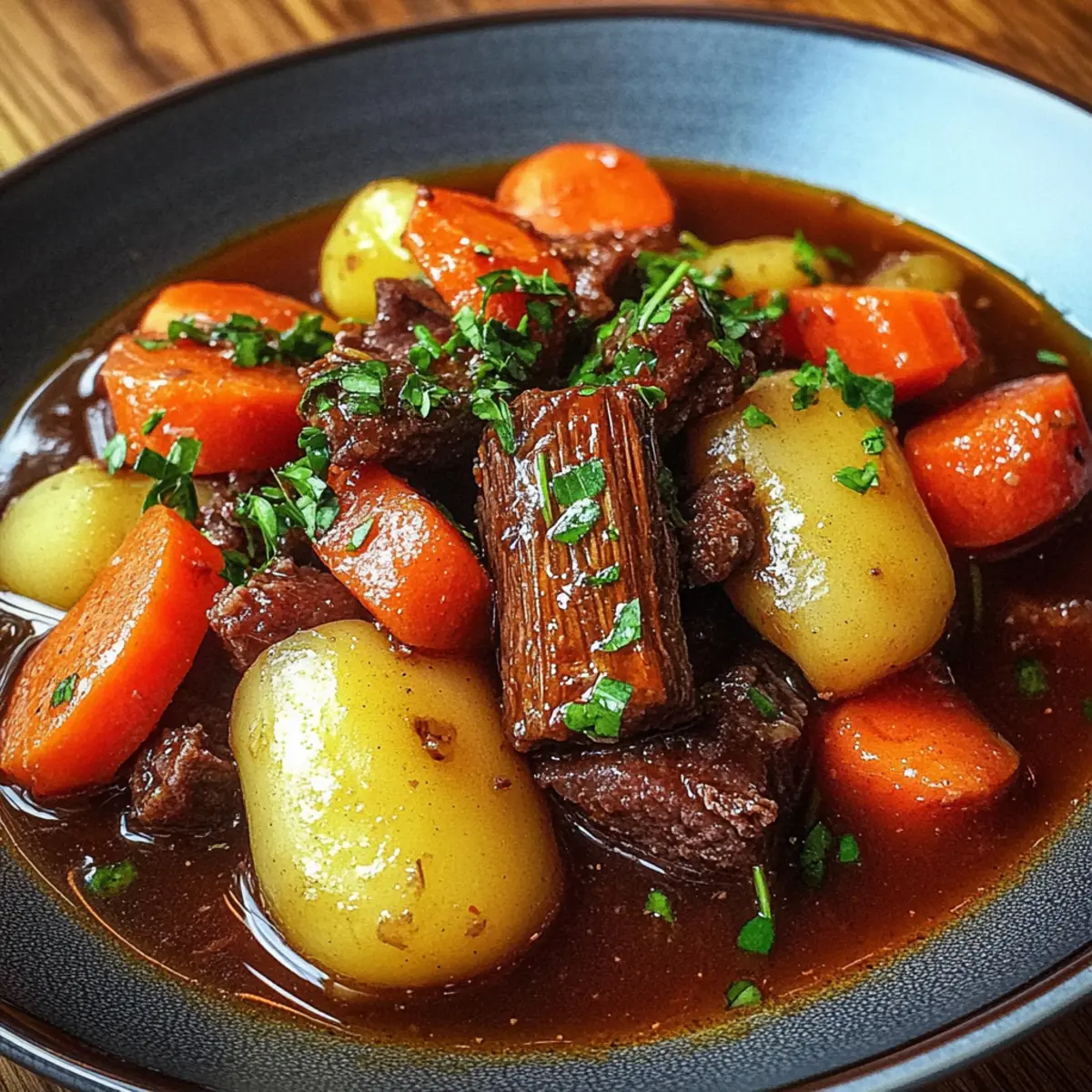 Red Wine-Braised Beef Stew with Potatoes and Carrots