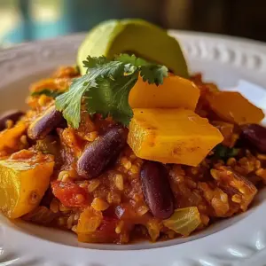 Rice and Bean Casserole with Sweet Potatoes