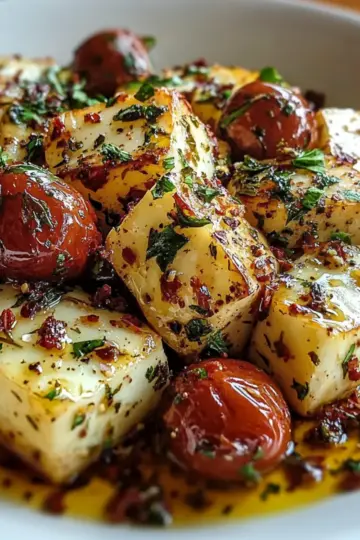 Roasted Potatoes with Baked Feta and Garlic