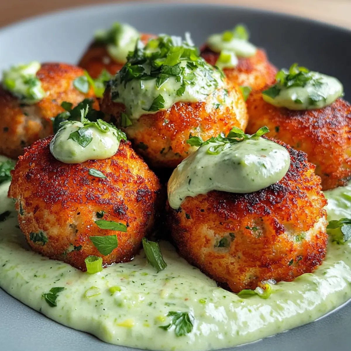 Salmon Balls with Creamy Avocado Sauce