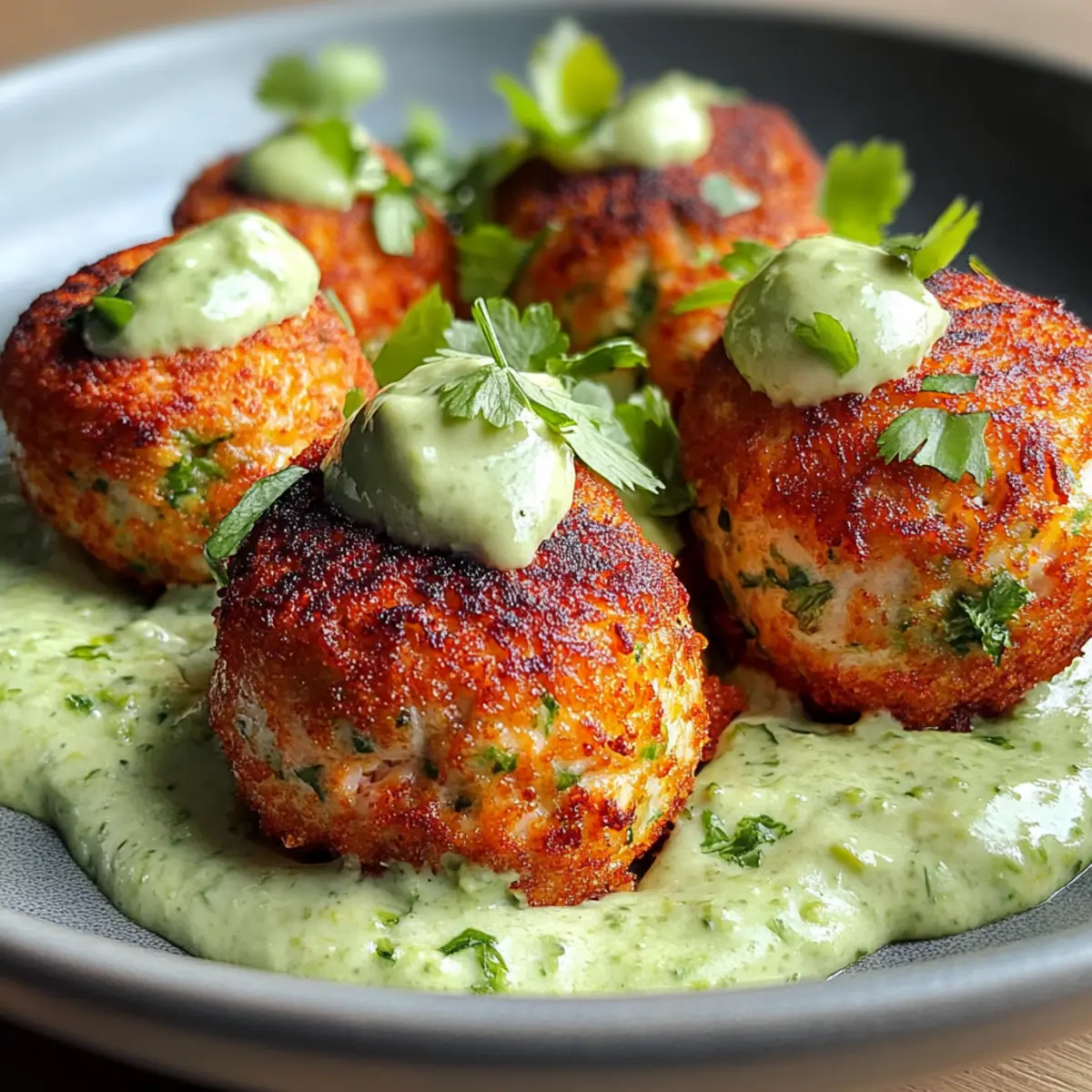 Salmon Balls with Creamy Avocado Sauce