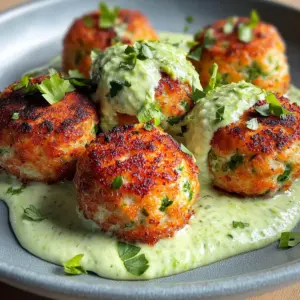Salmon Balls with Creamy Avocado Sauce