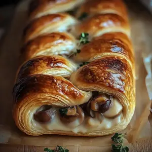 Savory Mushroom & Gruyère Puff Pastry Braid