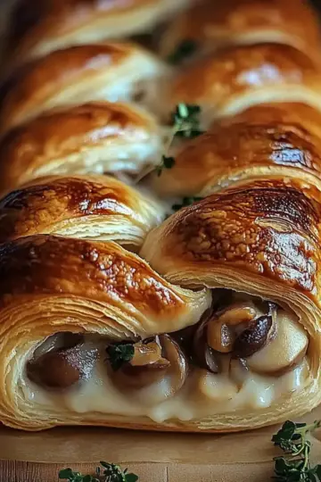 Savory Mushroom & Gruyère Puff Pastry Braid