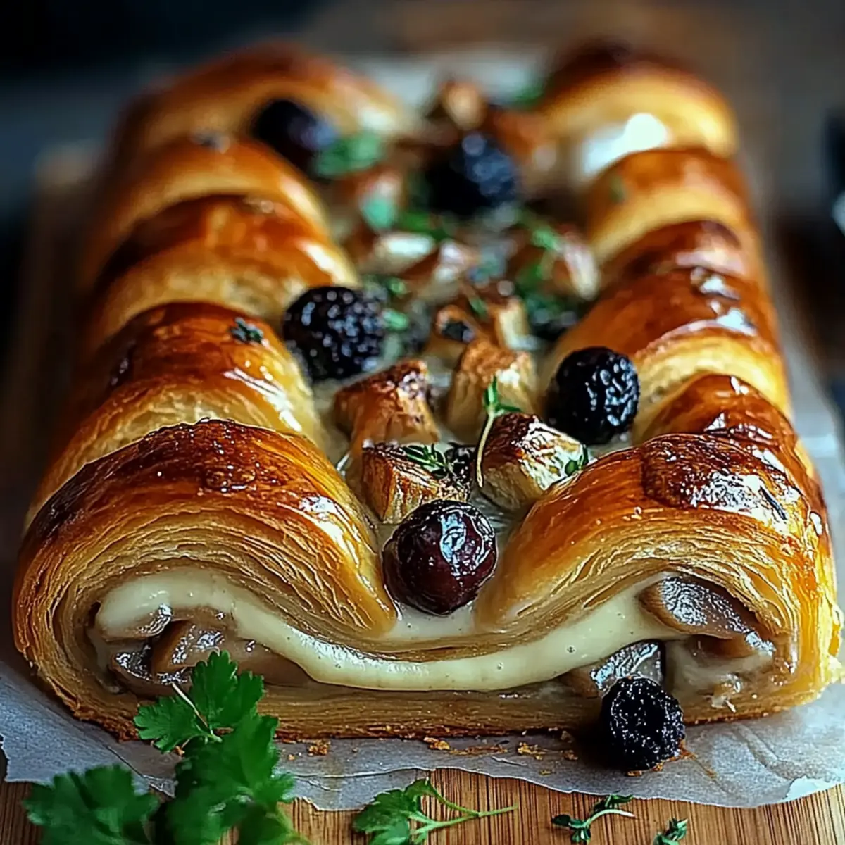Savory Mushroom & Gruyère Puff Pastry Braid