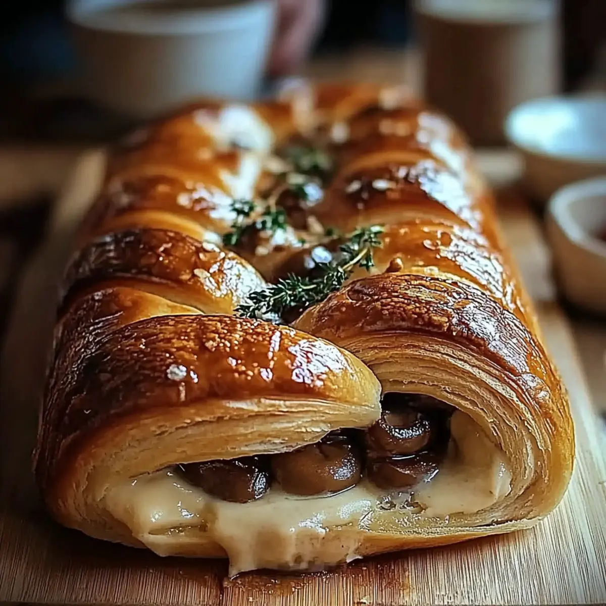 Savory Mushroom & Gruyère Puff Pastry Braid