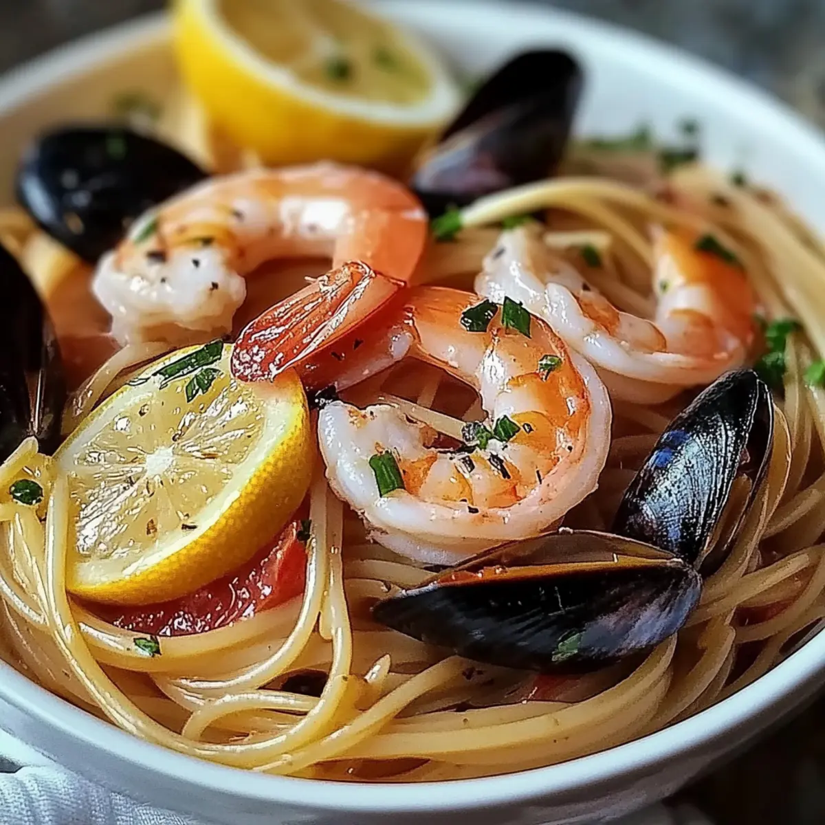 Seafood Pasta with Linguine, Shrimp, and Mussels