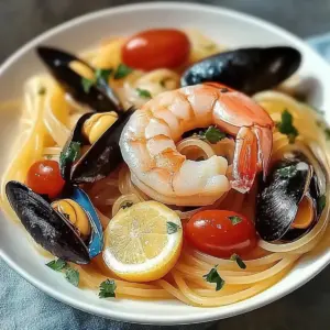Seafood Pasta with Linguine, Shrimp, and Mussels