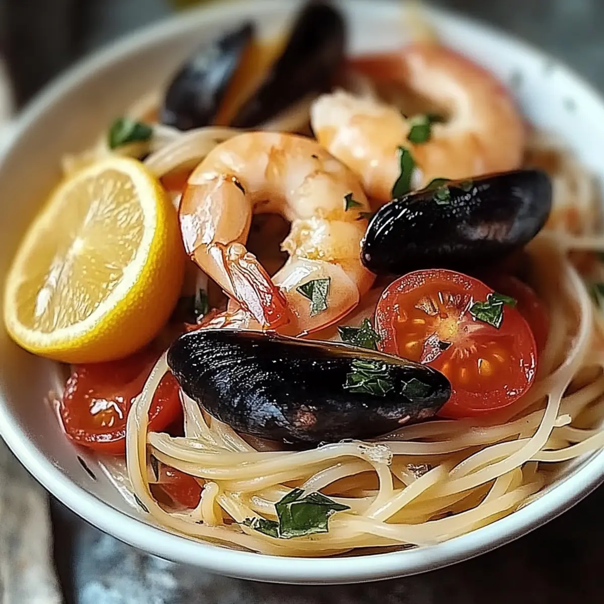 Seafood Pasta with Linguine, Shrimp, and Mussels