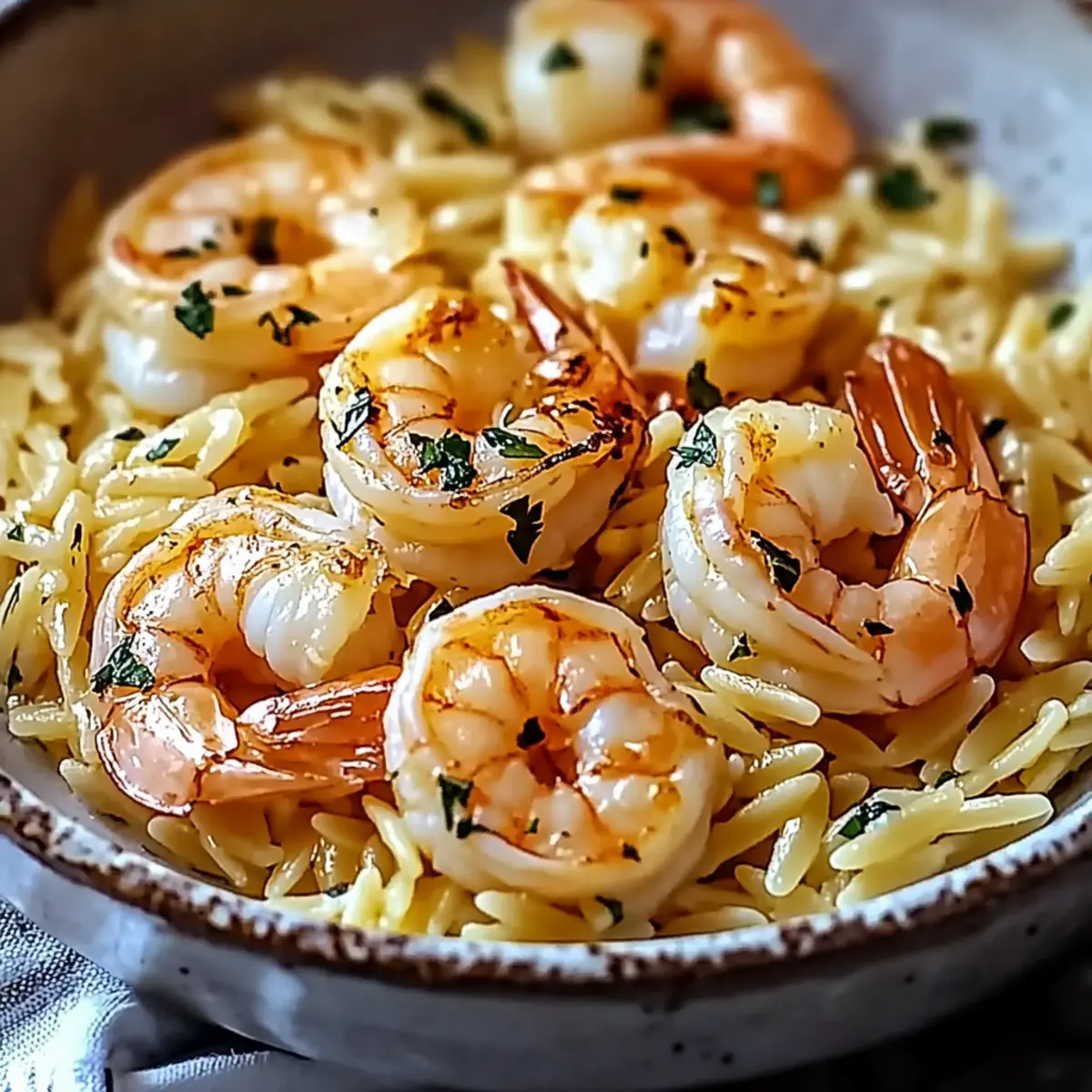 Shrimp Orzo In Lemon Garlic Sauce