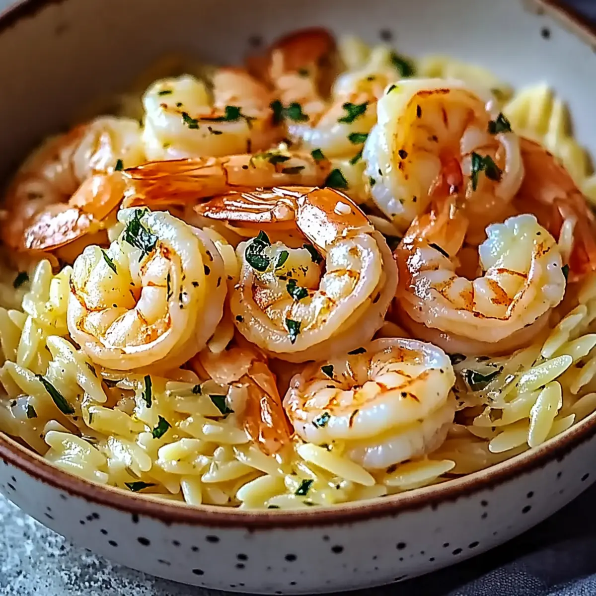 Shrimp Orzo In Lemon Garlic Sauce