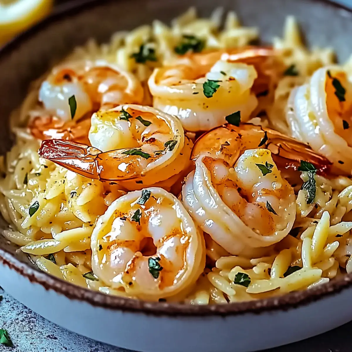 Shrimp Orzo In Lemon Garlic Sauce