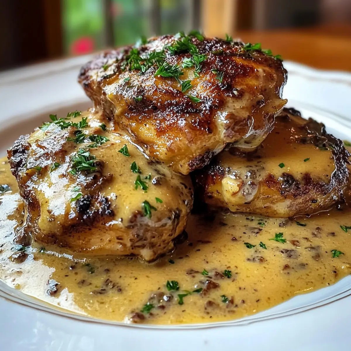 Smothered Chicken Thighs in Creamy Gravy