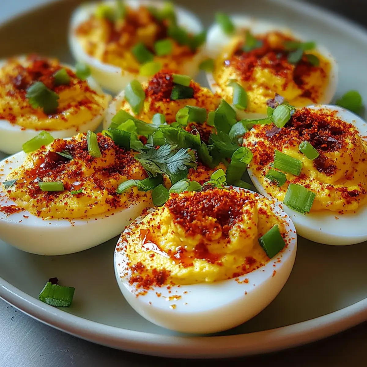 Spicy Chili Garlic Deviled Eggs