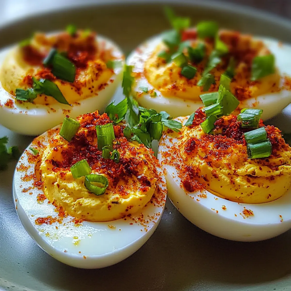 Spicy Chili Garlic Deviled Eggs
