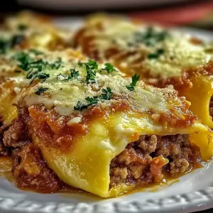 Stuffed Manicotti with Meat Sauce