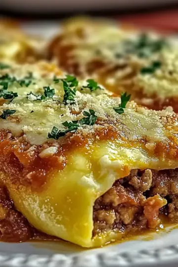 Stuffed Manicotti with Meat Sauce
