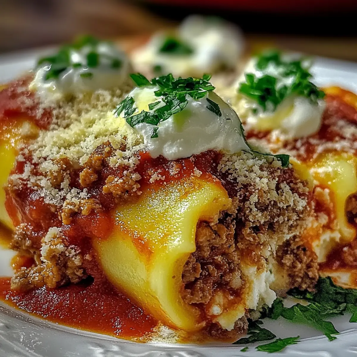 Stuffed Manicotti with Meat Sauce