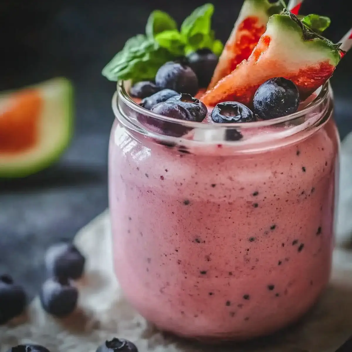 Watermelon Blueberry Protein Smoothie