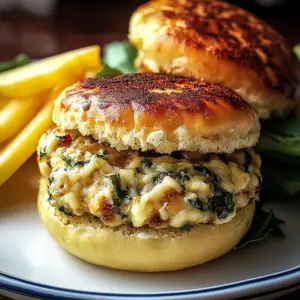 White Cheddar Spinach Chicken Burgers