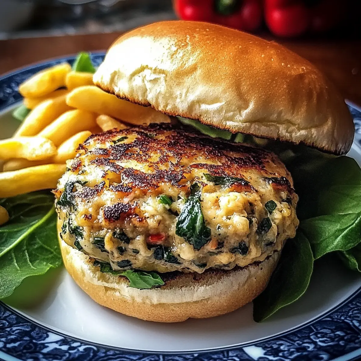 White Cheddar Spinach Chicken Burgers