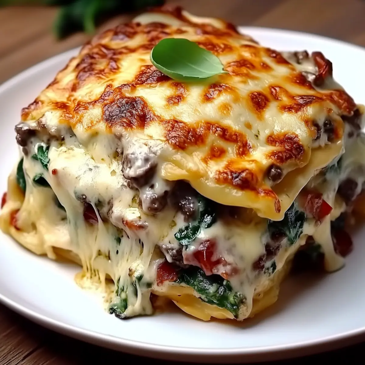White Lasagna with Garlicky Greens and Mushrooms
