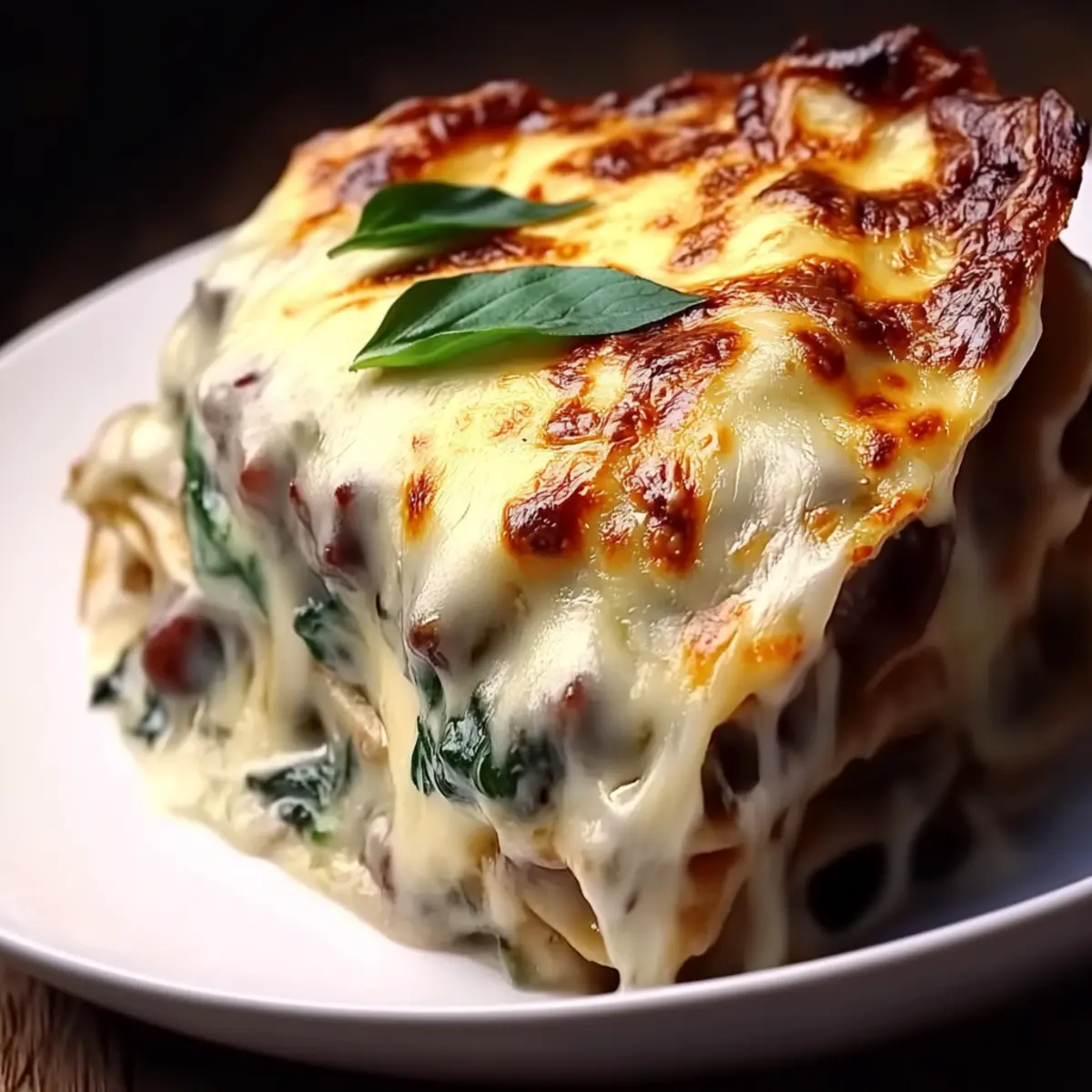White Lasagna with Garlicky Greens and Mushrooms