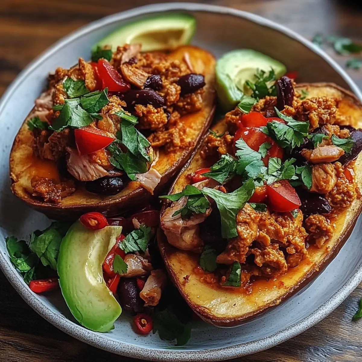Avocado Turkey Chili Stuffed Sweet Potatoes