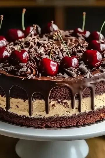 Black Forest-Inspired Chocolate, Vanilla Cherry & Mascarpone Layer Cake with Chocolate Ganache
