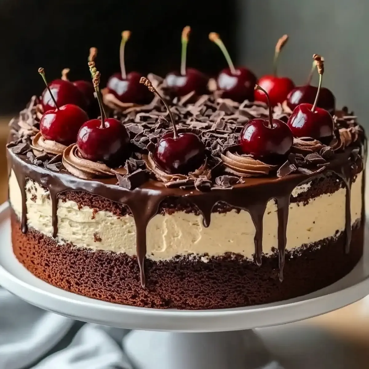 Black Forest-Inspired Chocolate, Vanilla Cherry & Mascarpone Layer Cake with Chocolate Ganache