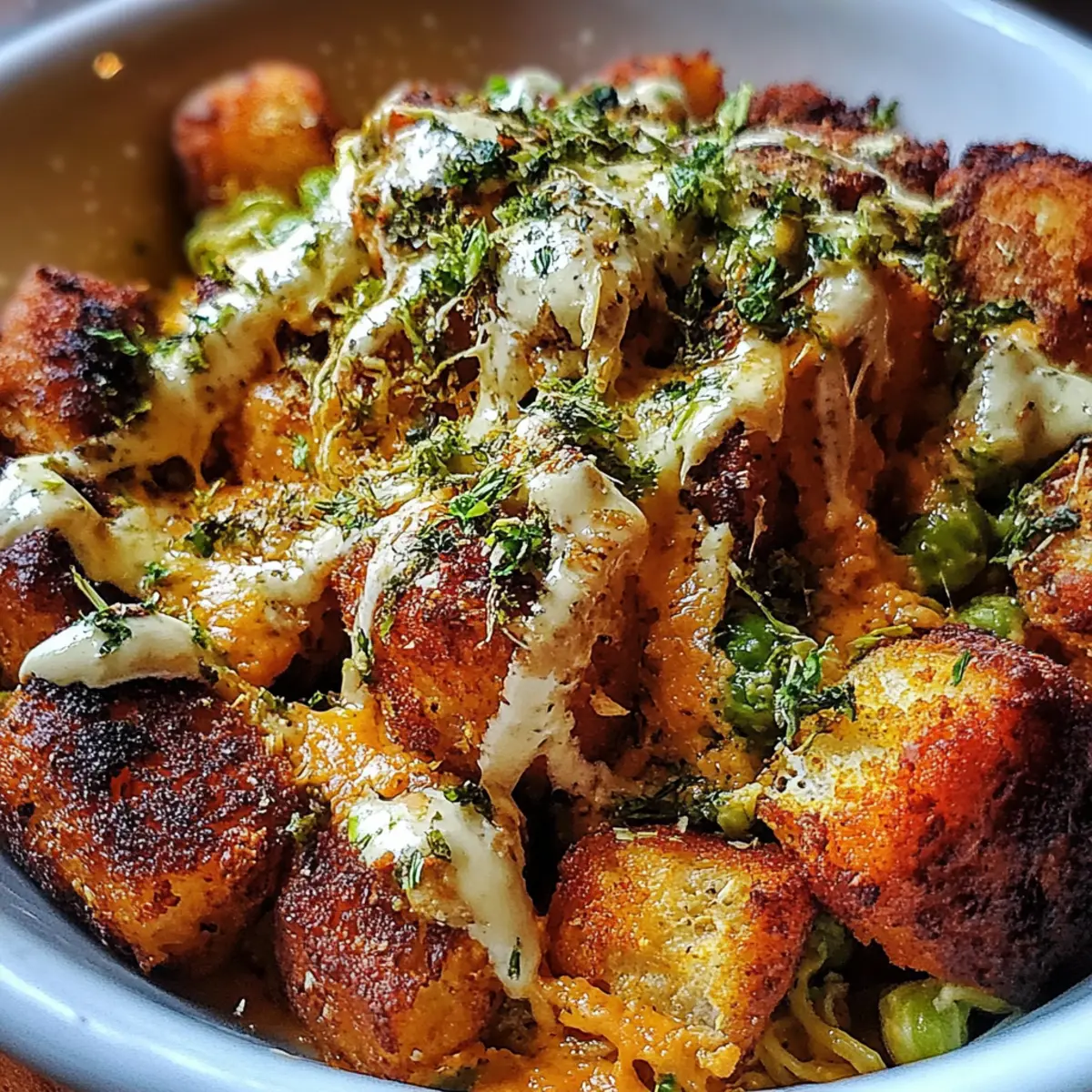 Buffalo Bites Bowl with Crispy Potatoes & Shaved Brussels