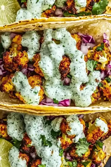 Cauliflower Tacos with Cilantro Lime Crema
