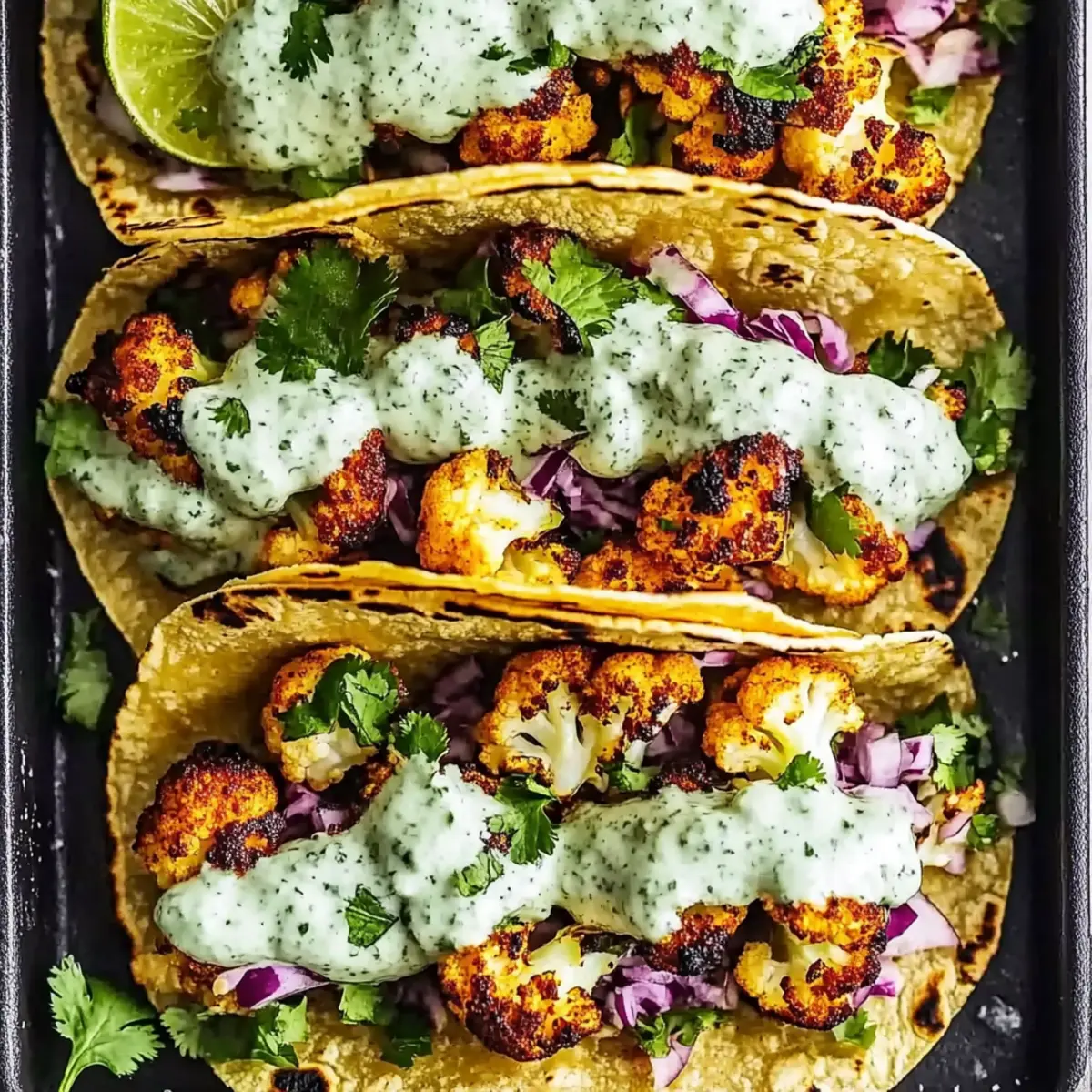Cauliflower Tacos with Cilantro Lime Crema