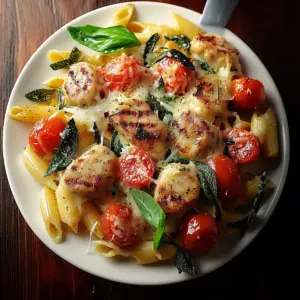 Chicken Sausages with Zucchini, Tomatoes, and Pasta