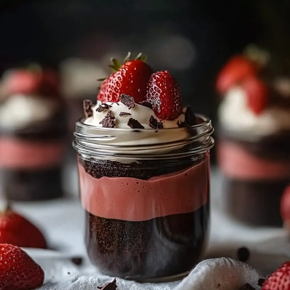 Chocolate Strawberry Mousse Cake Parfaits