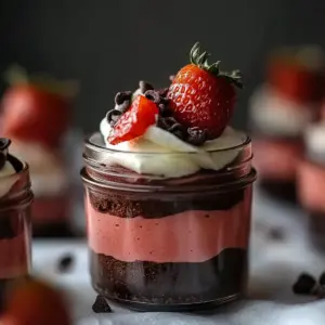 Chocolate Strawberry Mousse Cake Parfaits