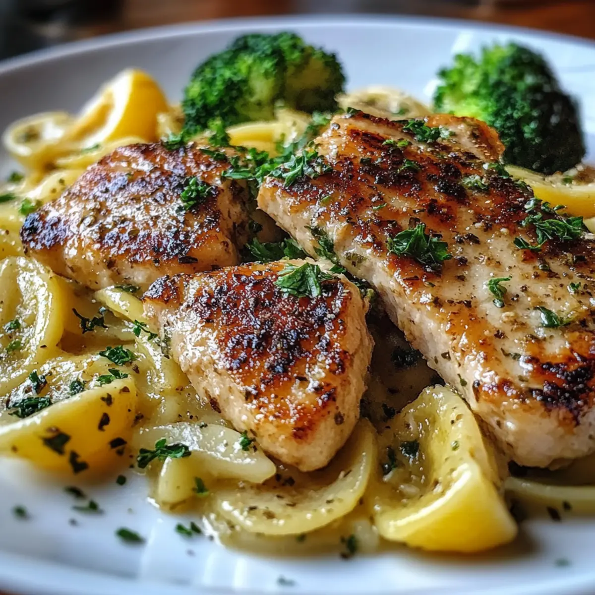 Cowboy Butter Lemon Bowtie Chicken with Broccoli