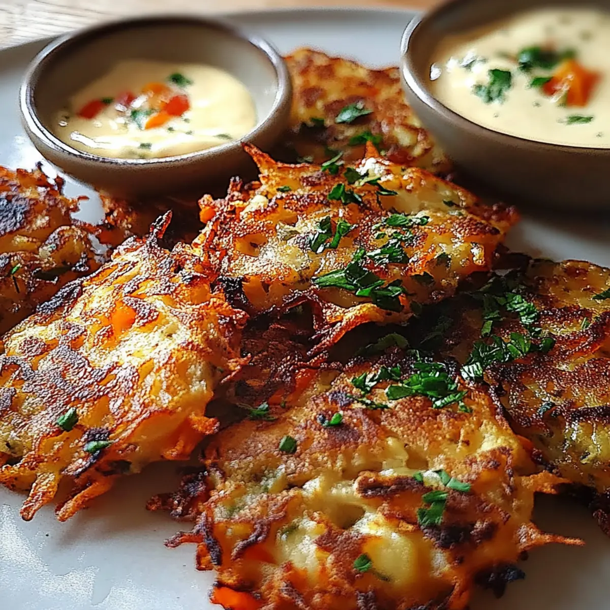 Crispy Cabbage Fritters with Garlic Sauce