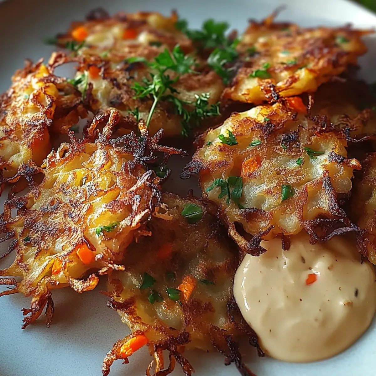 Crispy Cabbage Fritters with Garlic Sauce