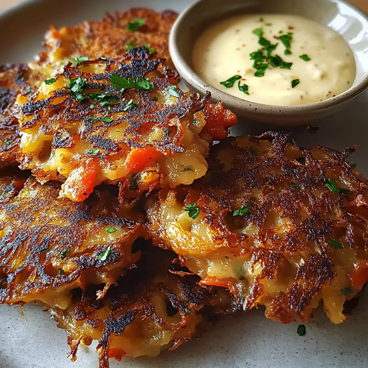Crispy Cabbage Fritters with Garlic Sauce
