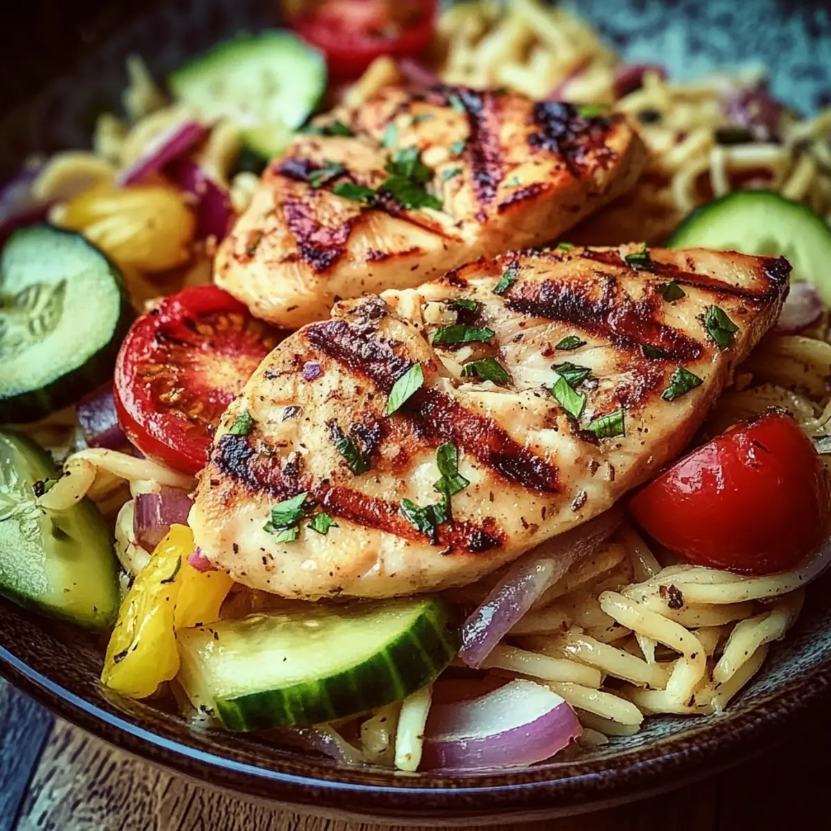 Grilled Chicken Orzo Salad with Avocado