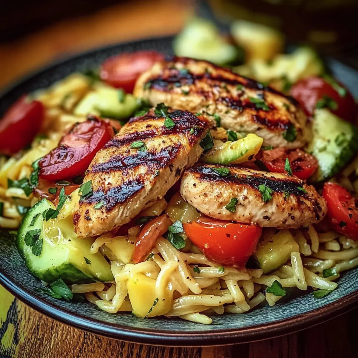 Grilled Chicken Orzo Salad with Avocado
