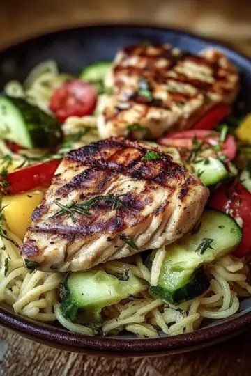 Grilled Chicken Orzo Salad with Avocado